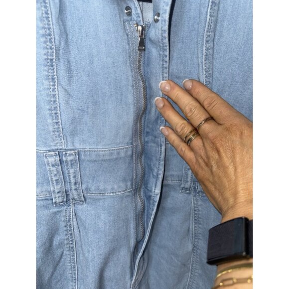 PAIGE Women's Meg Long Sleeve Romper Songbird NWT Denim Jumpsuit Shorts 2 A1 - Picture 12 of 15